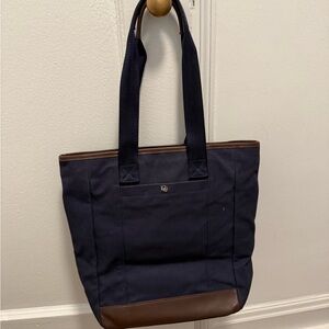 Brooks Brothers Navy and Brown Messenger Bag
